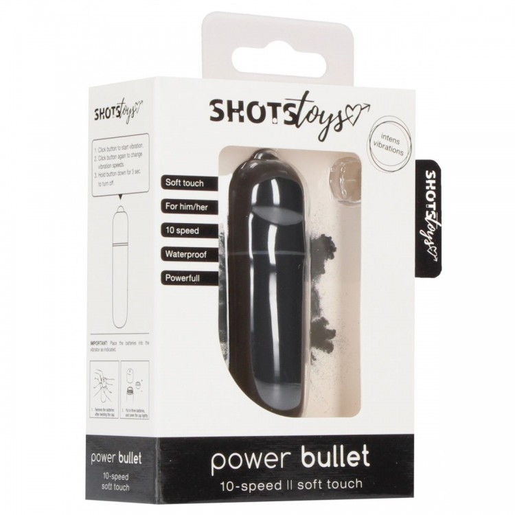 Черная вибропуля Power Bullet - 6,2 см.