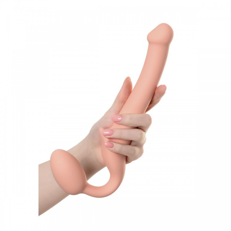 Телесный безремневой страпон Silicone Bendable Strap-On S