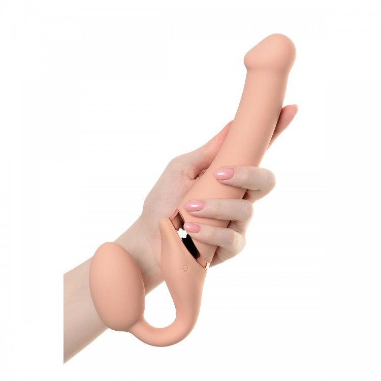 Телесный безремневой вибрострапон Silicone Bendable Strap-On M