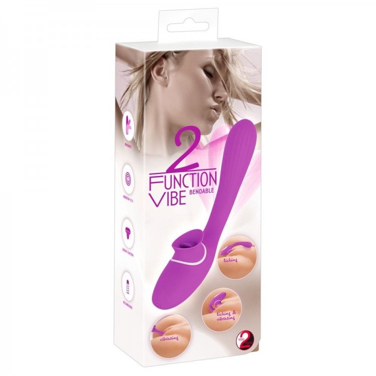 Лиловый гнущийся вибратор Licking Vibe - 22,3 см.