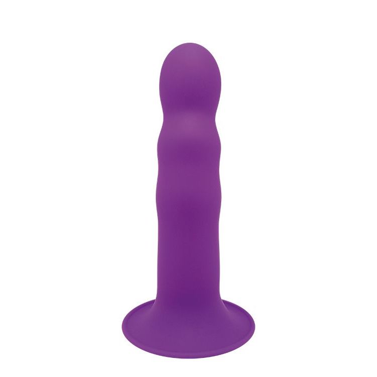 Фиолетовый фаллоимитатор-реалистик PREMIUM RIBBED DILDO - 18 см.