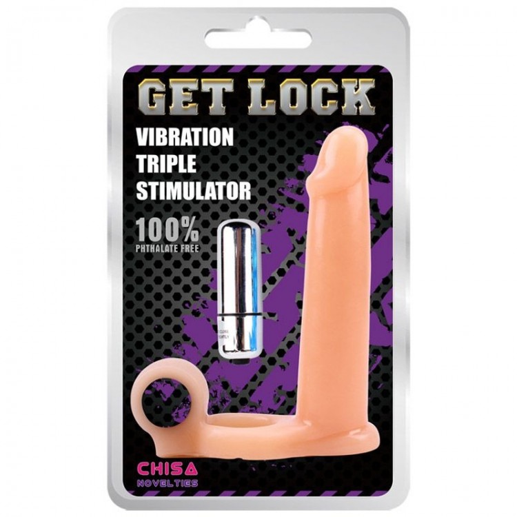 Телесная насадка для двойного проникновения Vibration Triple Stimulator - 15 см.