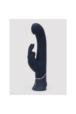 Темно-синий вибратор-кролик Greedy Girl Real-Feel Rabbit Vibrator - 25,4 см.