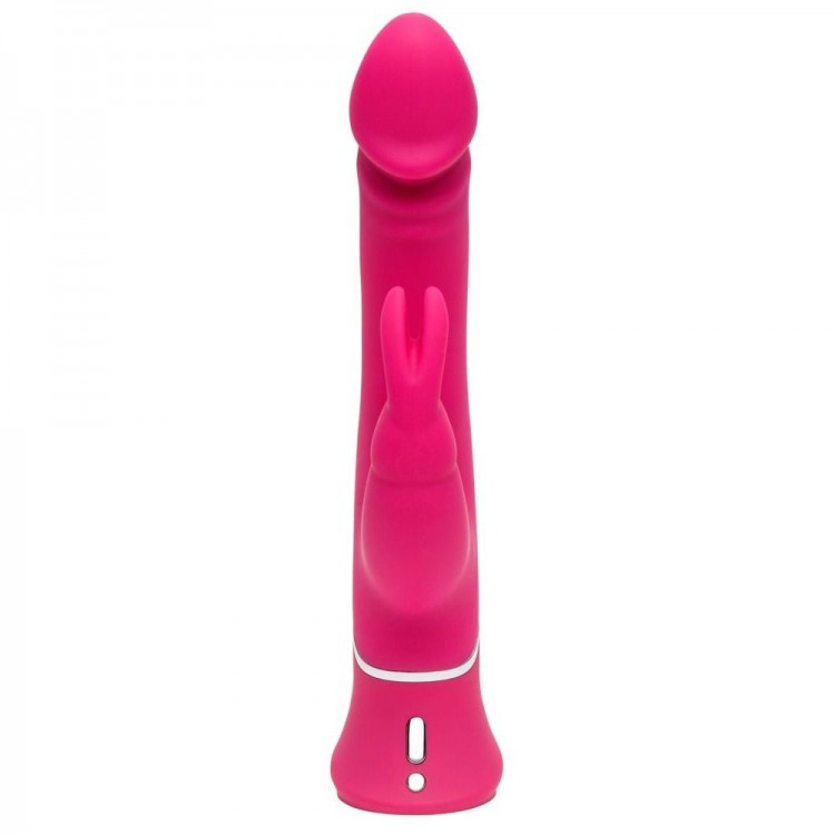 Розовый вибратор-кролик Realistic Dual Density Rechargeable Rabbit Vibrator - 25,5 см.