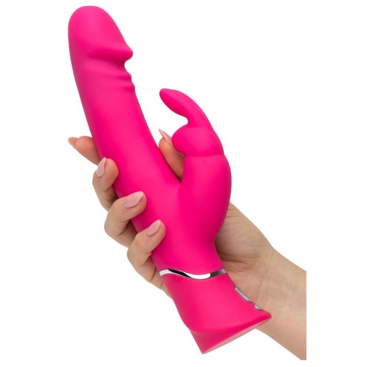 Розовый вибратор-кролик Realistic Dual Density Rechargeable Rabbit Vibrator - 25,5 см.