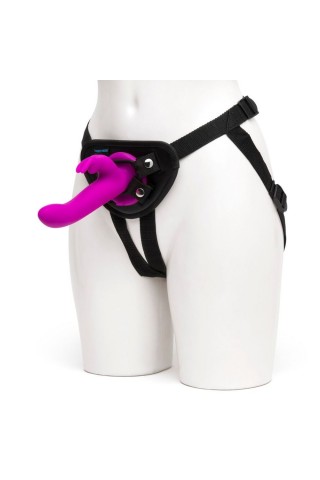 Лиловый страпон Rechargeable Vibrating Strap-On Harness Set - 17,6 см.