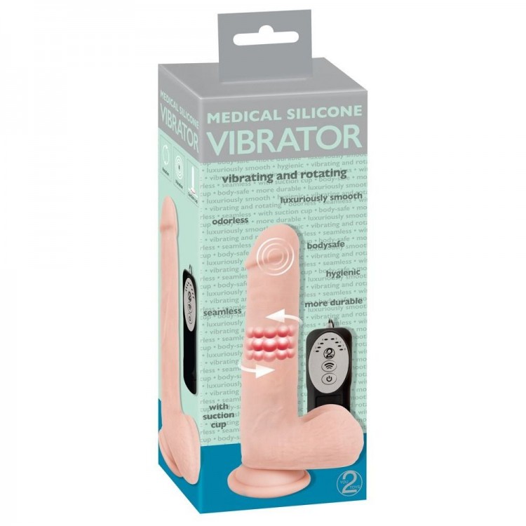 Телесный вибратор-ротатор Medical Silicone Rotating Vibrator - 20 см.