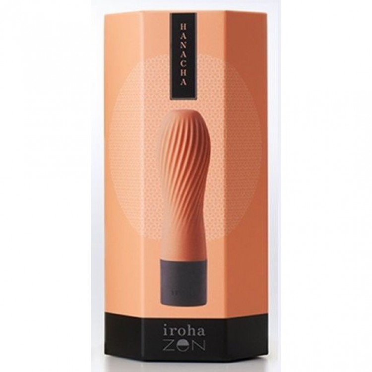 Персиковый рифленый мини-вибратор IROHA ZEN HANACHA - 12,7 см.