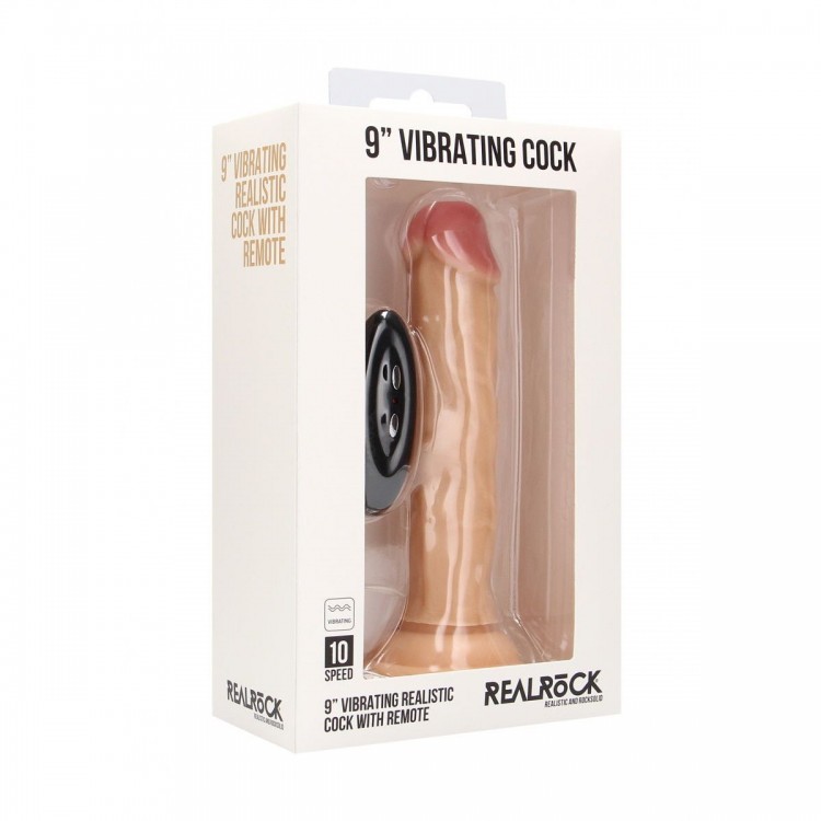 Телесный вибратор-реалистик Vibrating Realistic Cock 9 - 23,5 см.