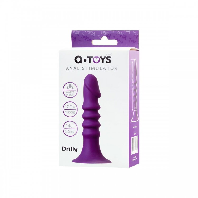 Фиолетовый анальный фаллоимитатор Drilly - 14 см.