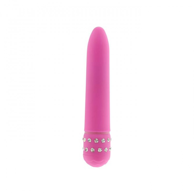 Розовый мультискоростной вибратор DIAMOND PINK SUPERBE VIBE - 15 см.