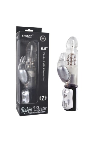 Вибратор Classicle Rabbit Silver с ротацией - 24 см.
