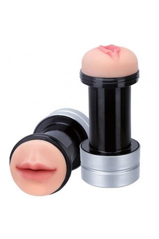 Двусторонний мастурбатор REALSTUFF 2 IN 1 HUMMER MOUTH & VAGINA - ротик и вагина