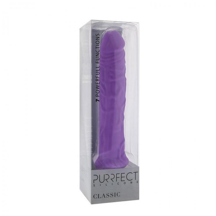 Фиолетовый вибратор-реалистик PURRFECT SILICONE CLASSIC 8.5INCH - 21,5 см.