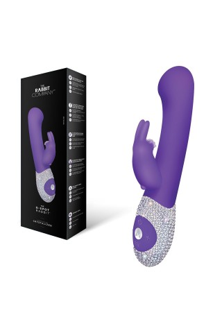 Фиолетовый вибромассажёр The G-spot Rabbit с украшенной стразами рукоятью - 22 см.