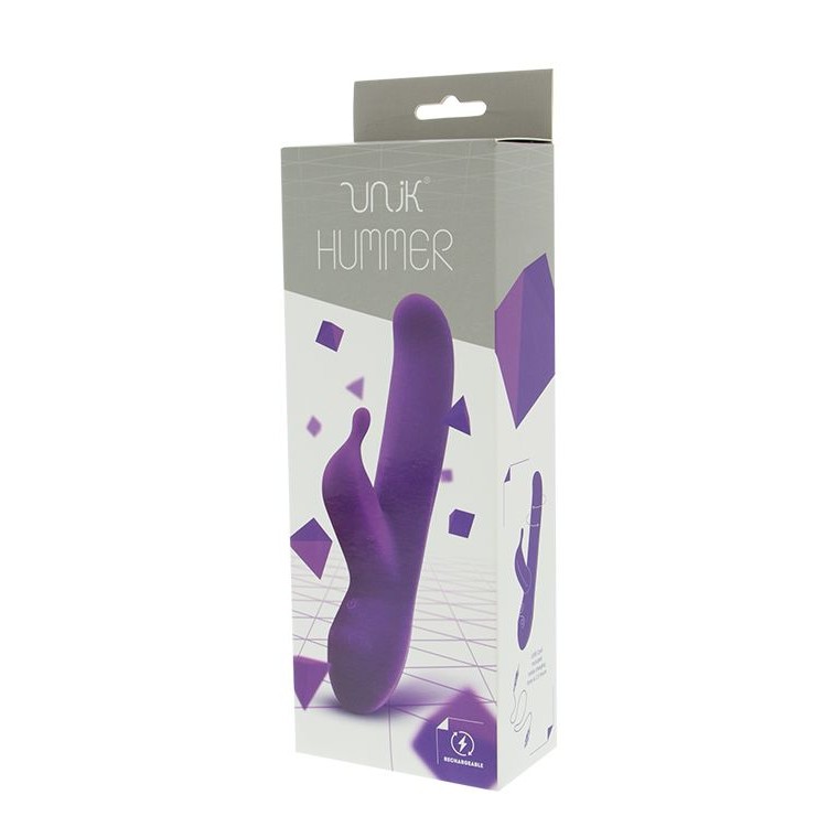 Фиолетовый вибратор с клиторальным стимулятором UNIK HUMMER - 20,7 см. Фиолетовый вибратор с клиторальным стимулятором UNIK HUMMER - 20,7 см.