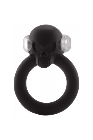 Чёрное виброкольцо Shadow Skull Cockring с черепом