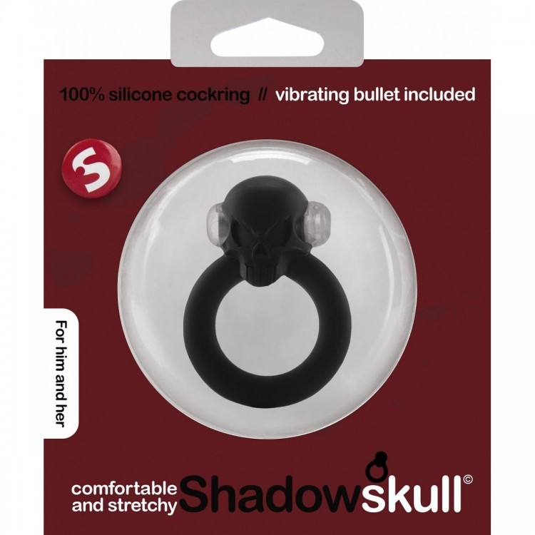 Чёрное виброкольцо Shadow Skull Cockring с черепом