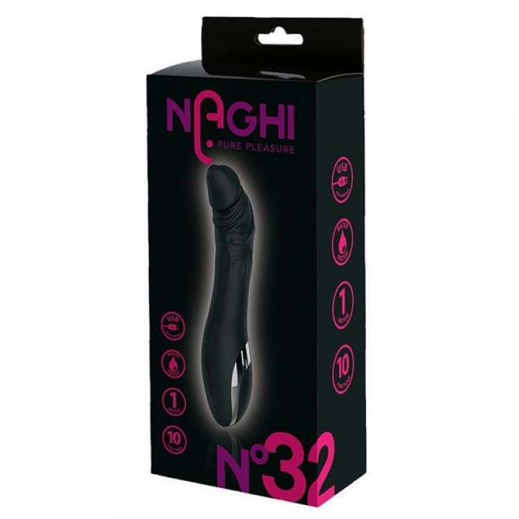 Черный вибратор NAGHI NO.32 - 15 см.