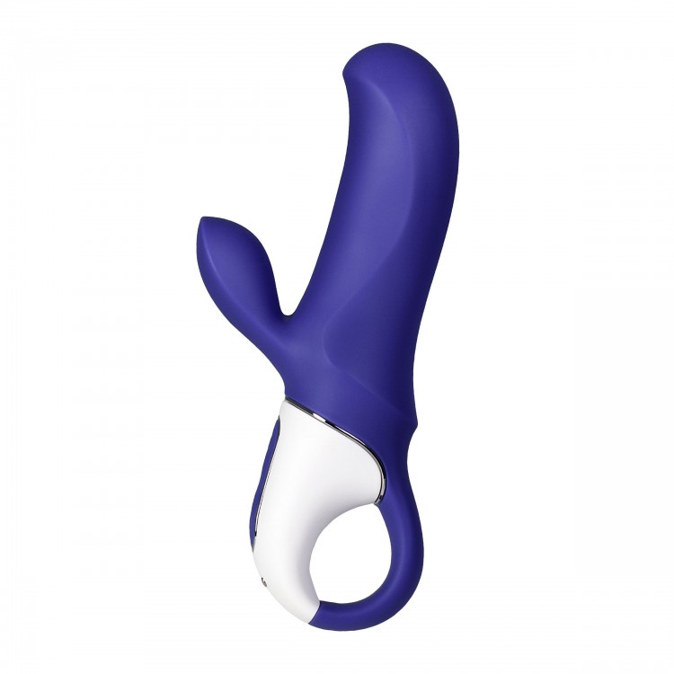 Фиолетовый вибратор Satisfyer Magic Bunny с клиторальным отростком - 17,6 см.