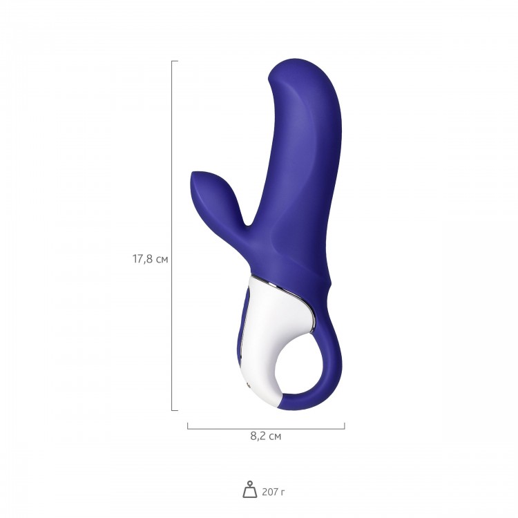 Фиолетовый вибратор Satisfyer Magic Bunny с клиторальным отростком - 17,6 см.