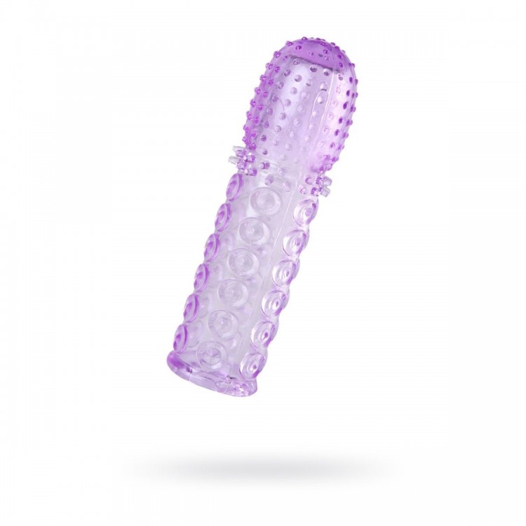 Насадка гелевая фиолетовая с точками, шипами и наплывами - 13,5 см.