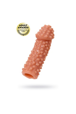 Телесная насадка на фаллос с бугорками Extreme Sleeve 010 S-size - 14,7 см.