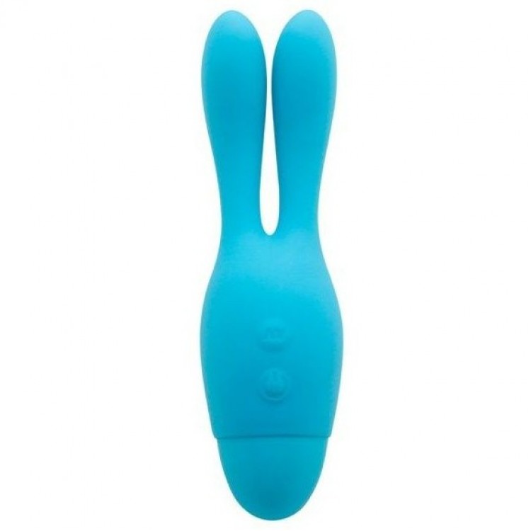 Голубой вибратор INDULGENCE Dream Bunny - 15 см.