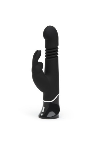 Черный хай-тек вибратор Greedy Girl Thrusting Rabbit Vibrator - 22,8 см.