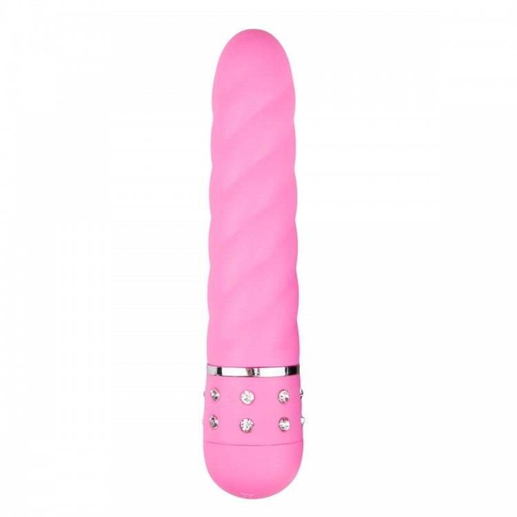 Розовый мини-вибратор Diamond Twisted Vibrator - 11,4 см.