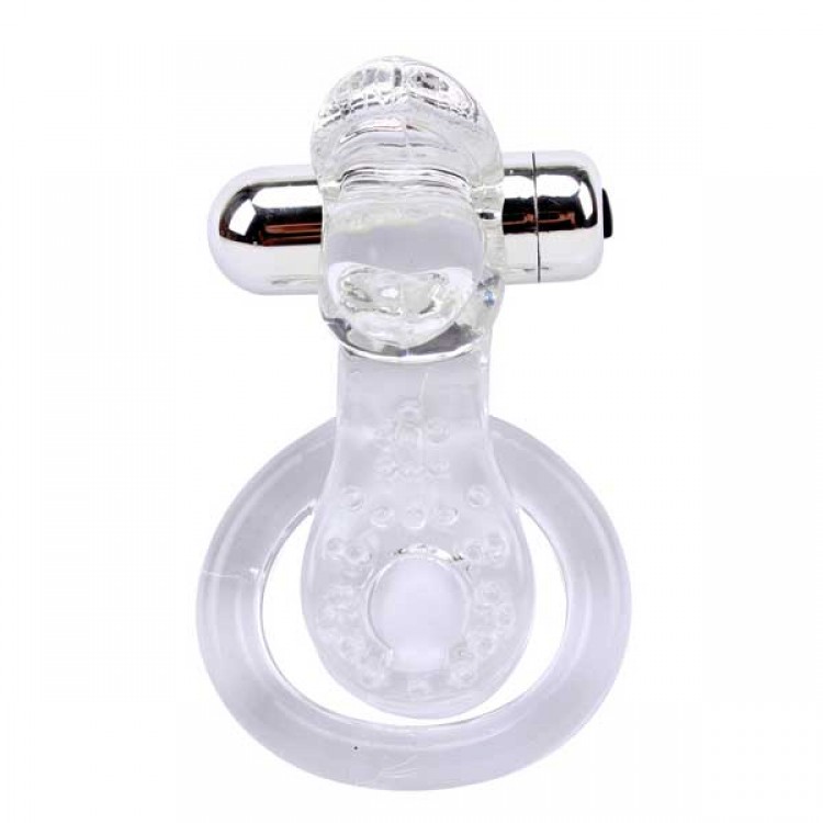 Прозрачное виброкольцо Tongue Cockring