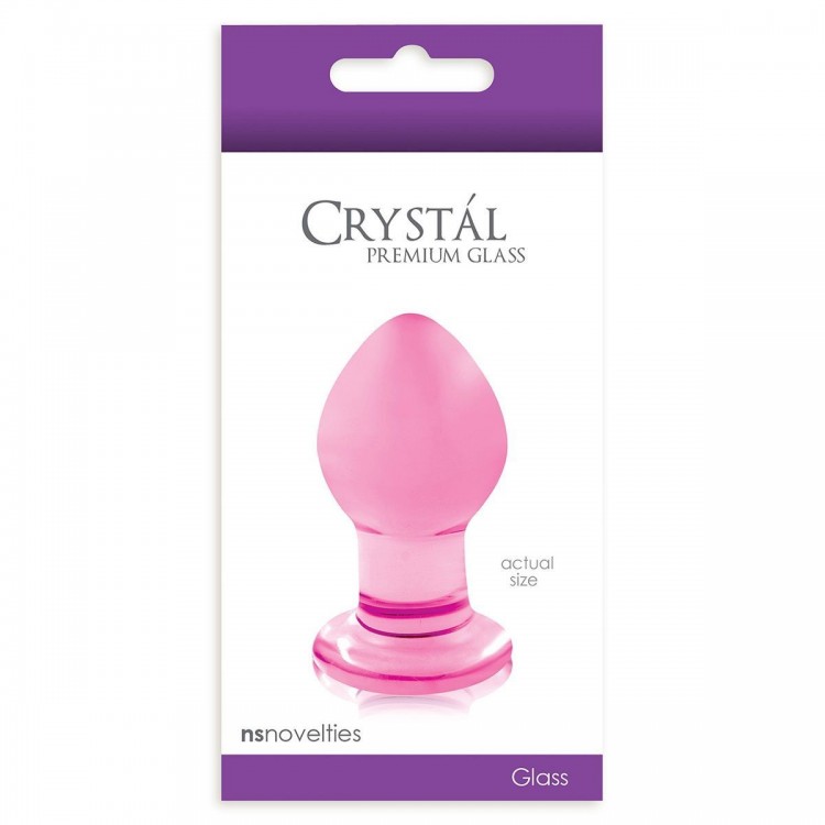 Малая розовая стеклянная анальная пробка Crystal Small - 6,2 см.