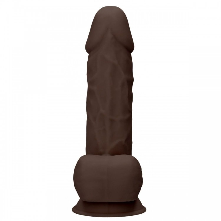 Коричневый фаллоимитатор Silicone Dildo With Balls - 21,6 см.