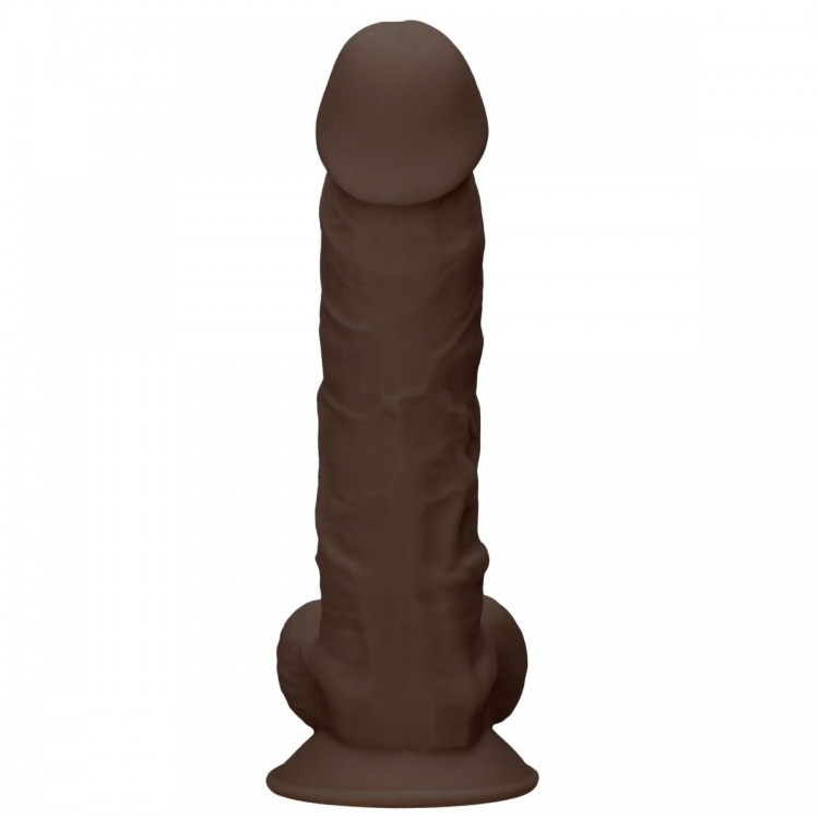 Коричневый фаллоимитатор Silicone Dildo With Balls - 22,8 см.