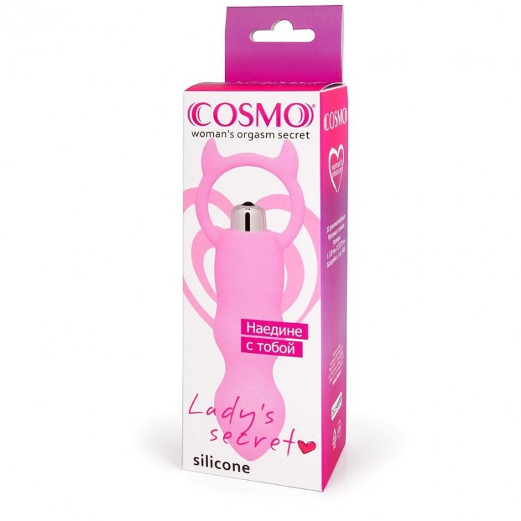 Розовый рельефный вибромассажер с рожками - 12 см. Розовый рельефный вибромассажер с рожками - 12 см.