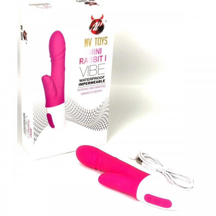 Ярко-розовый вибратор-кролик Mini Rabbit I - 19,5 см.