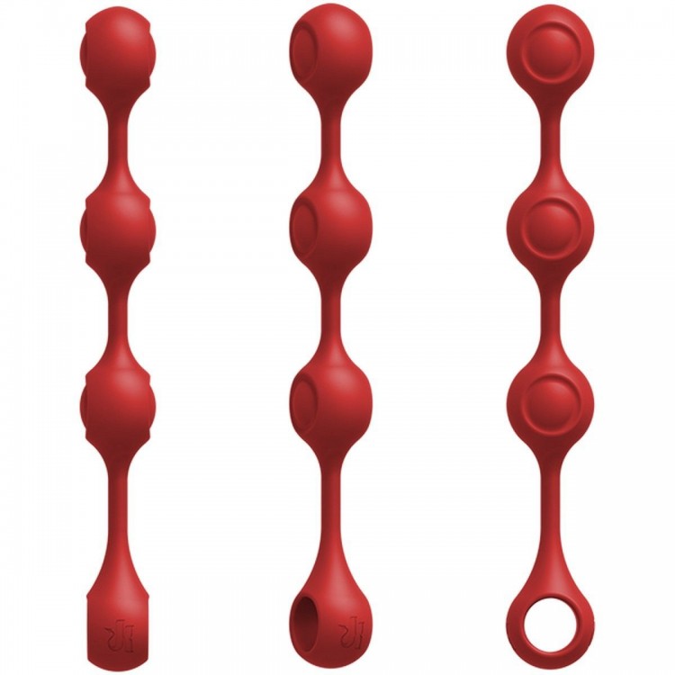 Красные утяжеленные анальные шарики Anal Essentials Weighted Silicone Anal Balls - 34,3 см.