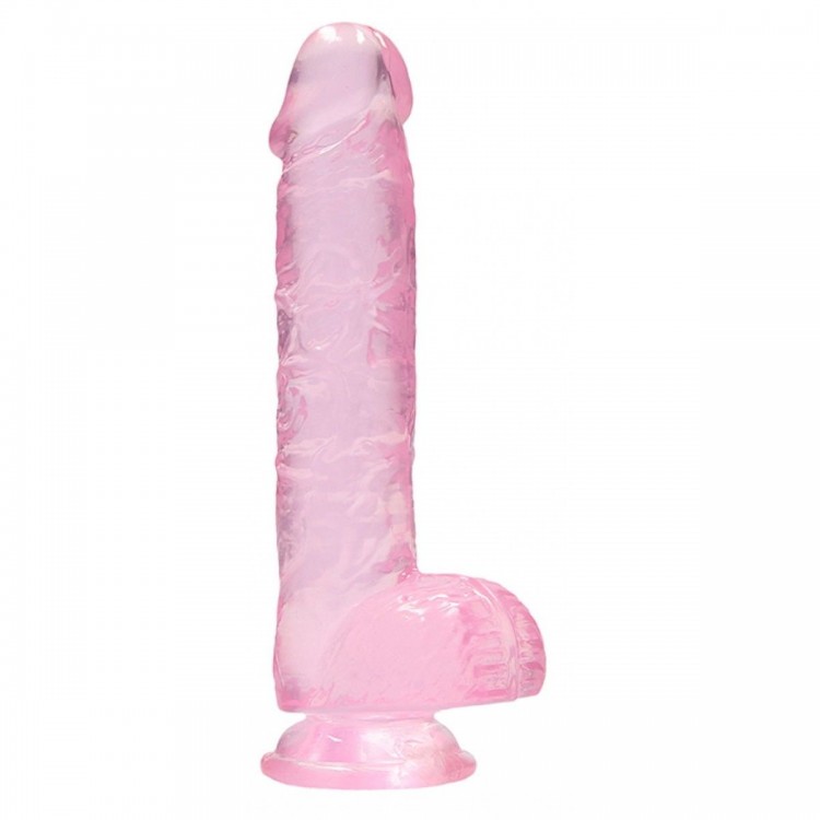 Розовый фаллоимитатор Realrock Crystal Clear 6 inch - 17 см.
