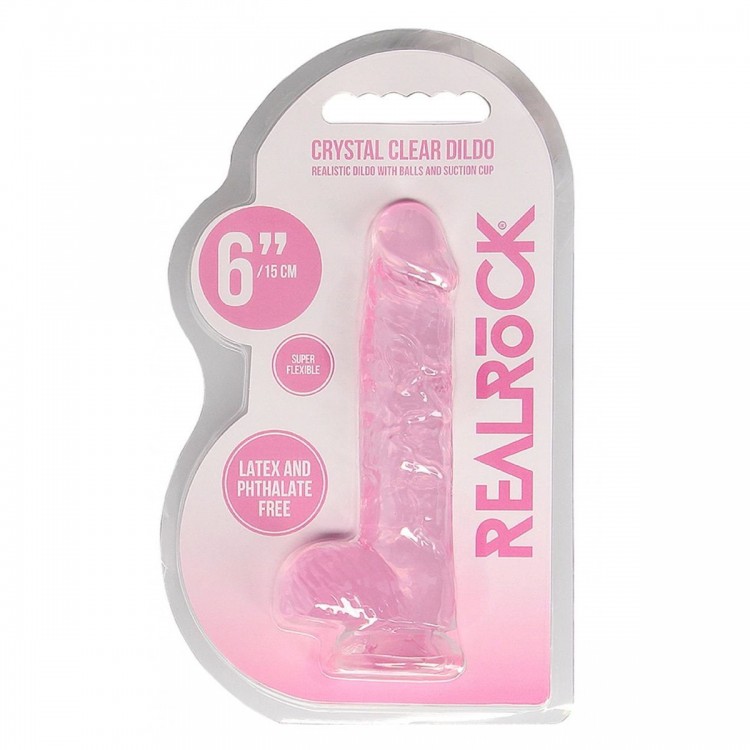 Розовый фаллоимитатор Realrock Crystal Clear 6 inch - 17 см. Розовый фаллоимитатор Realrock Crystal Clear 6 inch - 17 см.