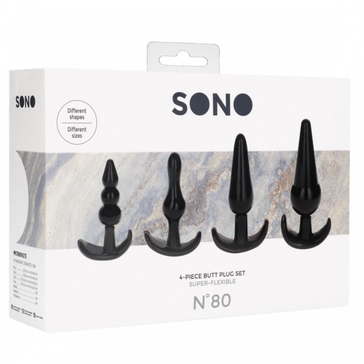 Набор из 4 черных анальных пробок N80 4-Piece Butt Plug Set