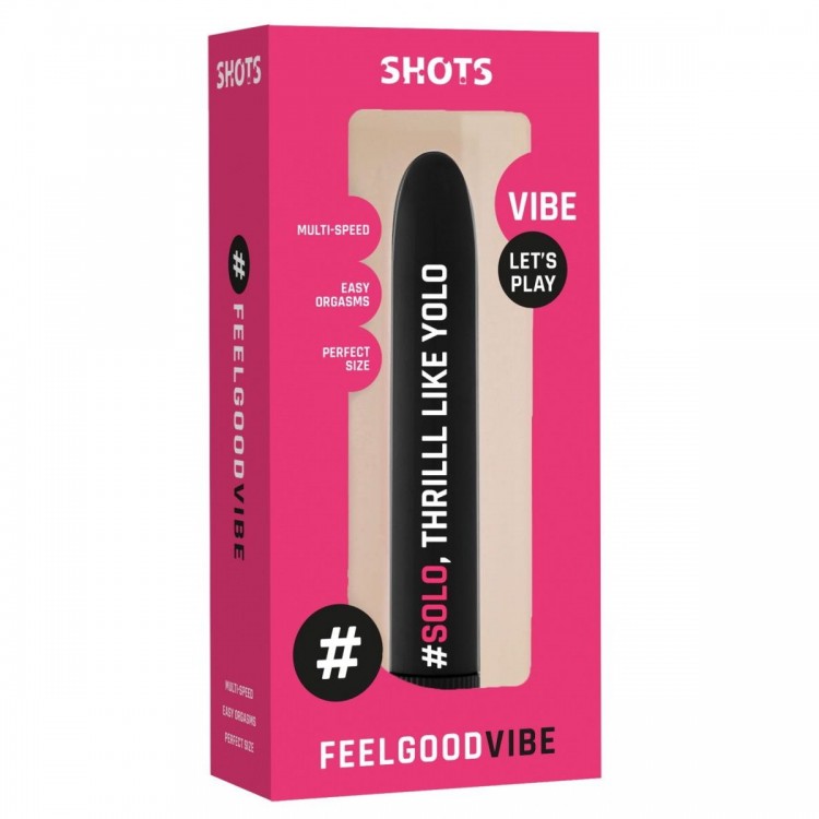 Черный гладкий вибромассажер Feelgood Vibe #Solo - 17,2 см.