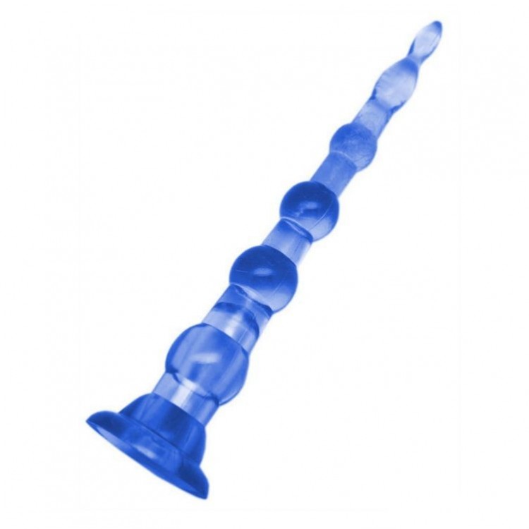 Синяя анальная цепочка с пулькой EROTICON PYRAMID GELS - 21,5 см.