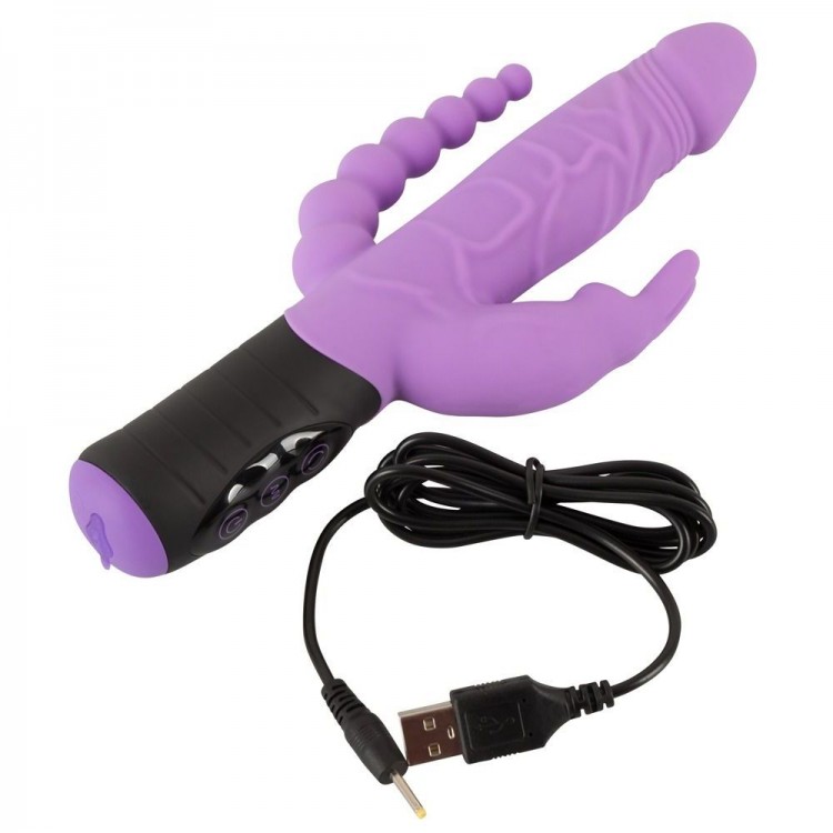 Сиреневый тройной вибратор Triple Vibrator - 22,2 см.
