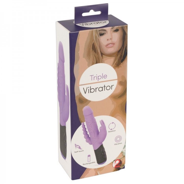 Сиреневый тройной вибратор Triple Vibrator - 22,2 см.