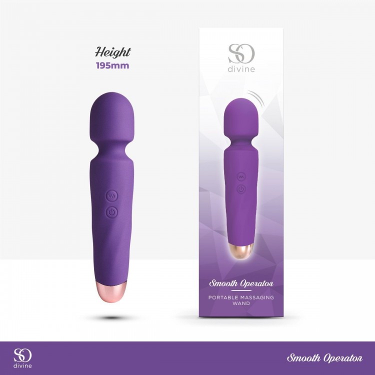 Фиолетовый вибромассажер Smooth Operator Rechargeable Wand - 19,5 см.