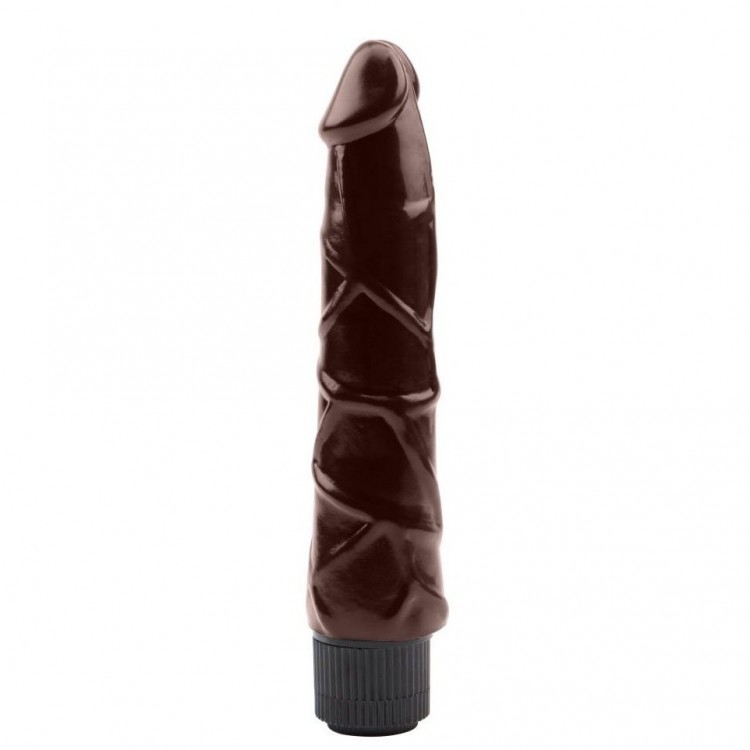Коричневый вибратор-реалистик Ignite Vibrating Cock - 21,5 см.