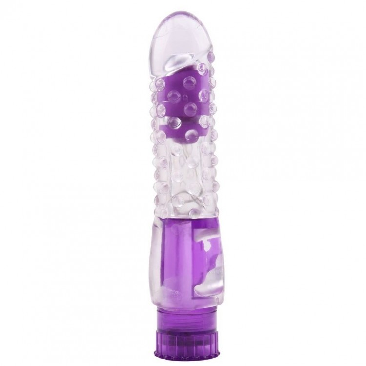 Фиолетовый вибратор Pleaser с шишечками - 16,2 см.