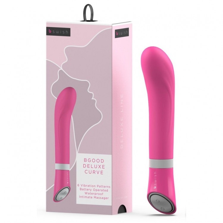 Розовый G-стимулятор с вибрацией Bgood Deluxe Curve - 19,3 см.