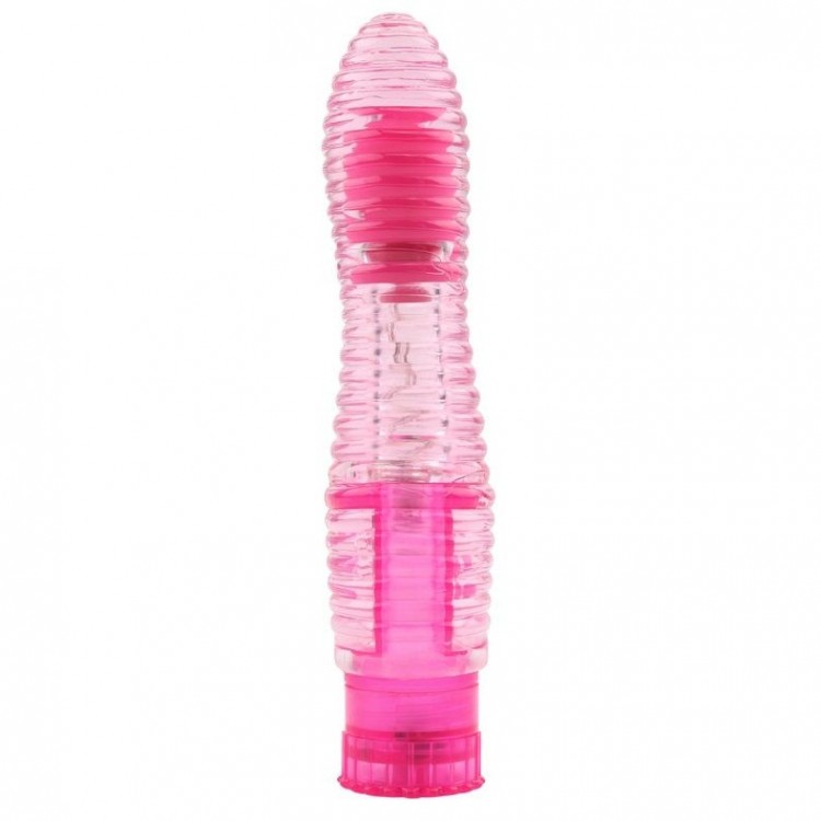 Розовый вибратор с рёбрышками Lines Exciter - 16,2 см.