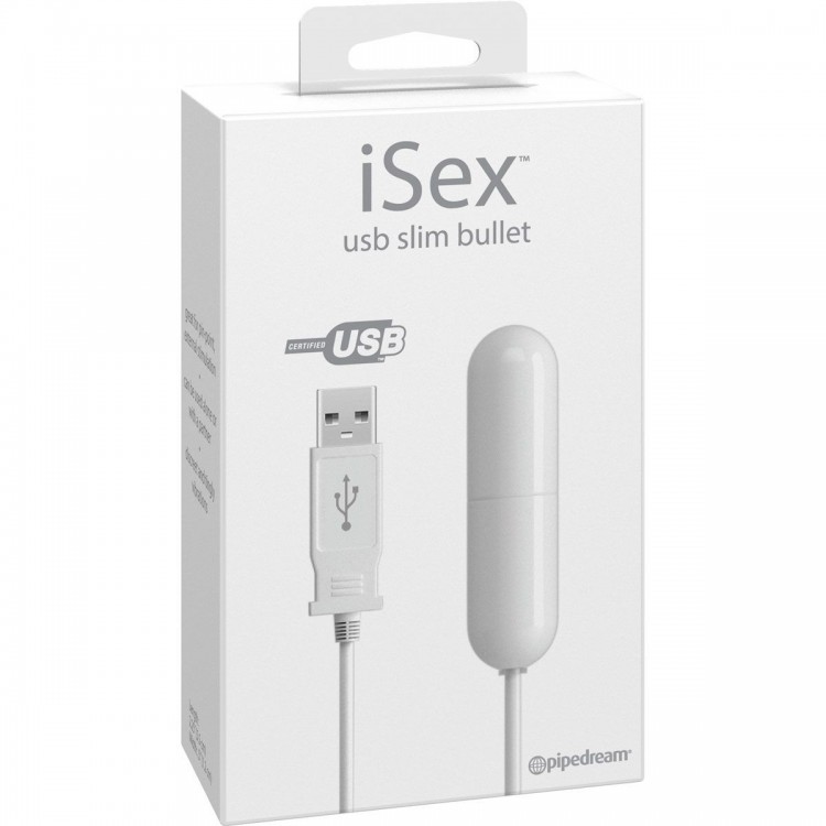 Белая вибропуля с шнуром питания USB